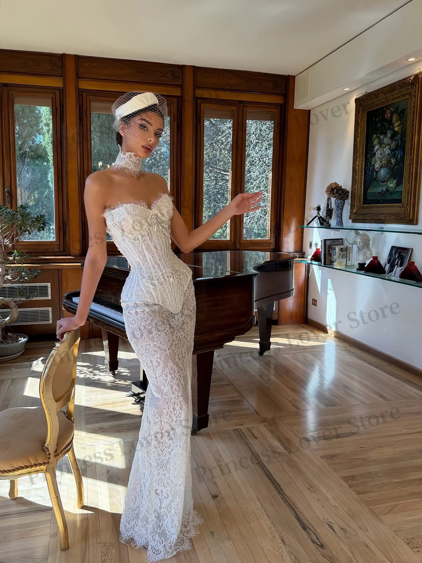 Robe de soirée blanche chic à épaules dénudées