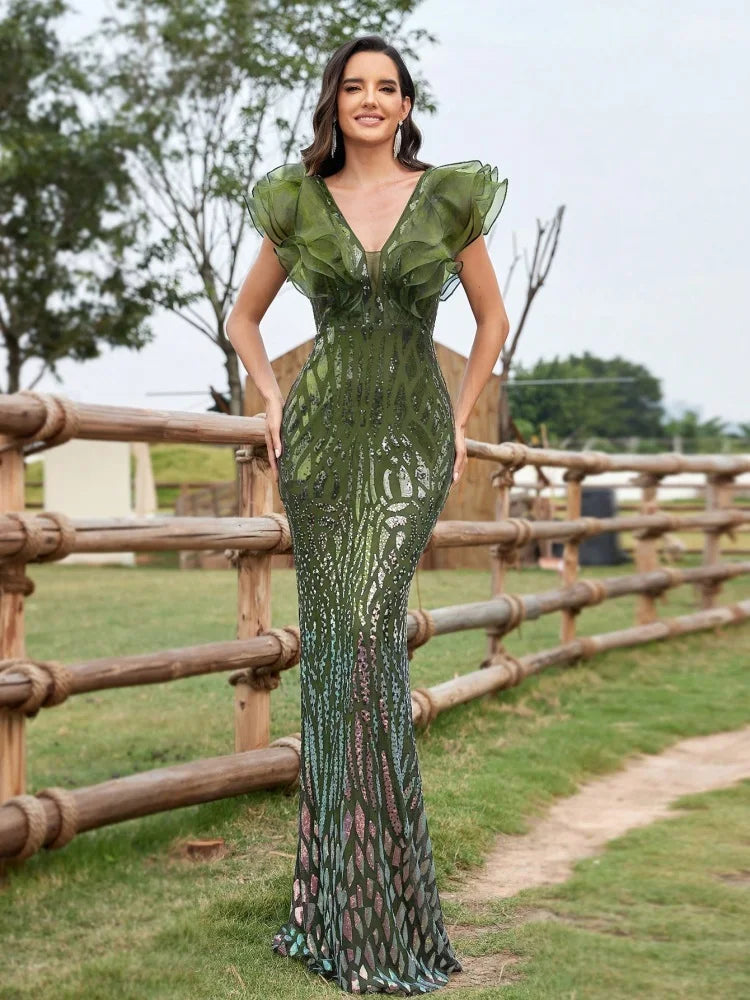 Robe Longue Sirène de Luxe à Paillettes pour Femme – Élégance et Glamour
