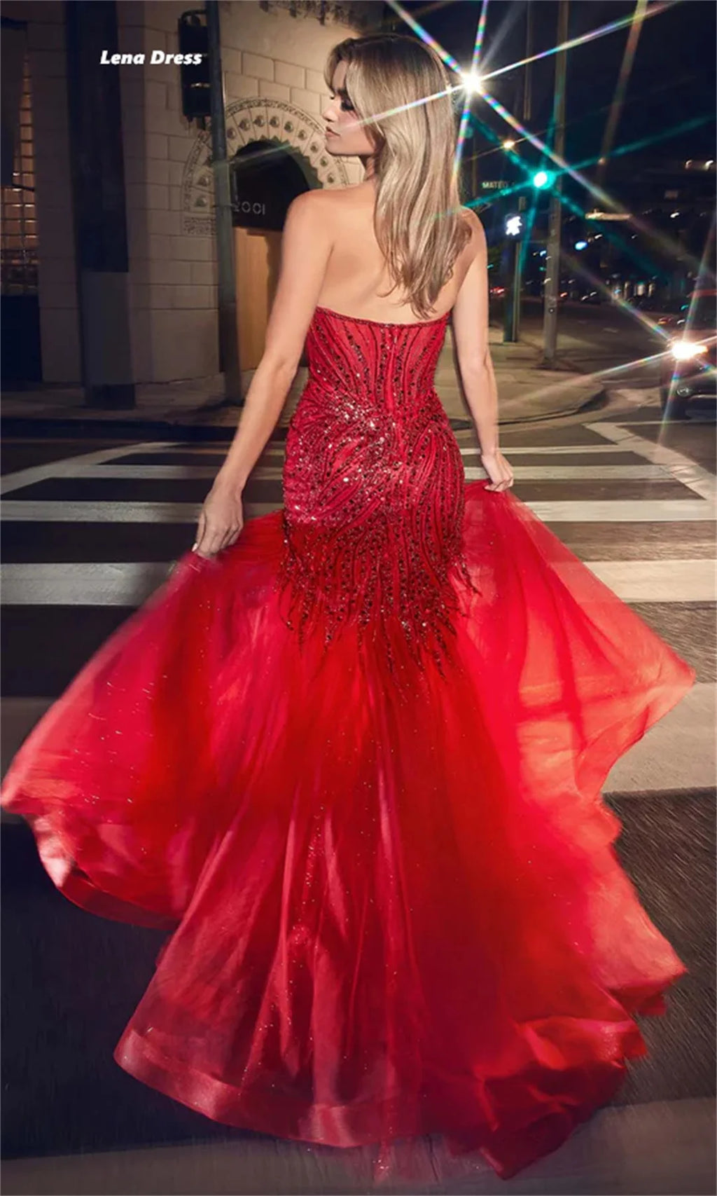 Robe Longue de Soirée Rouge avec Corset Noir – Glamour et Élégance