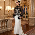 Robe Longue Blanche  et Noir Elegante