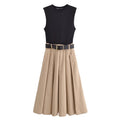 Robe midi èlegante plissèe avec ceinture-Femme