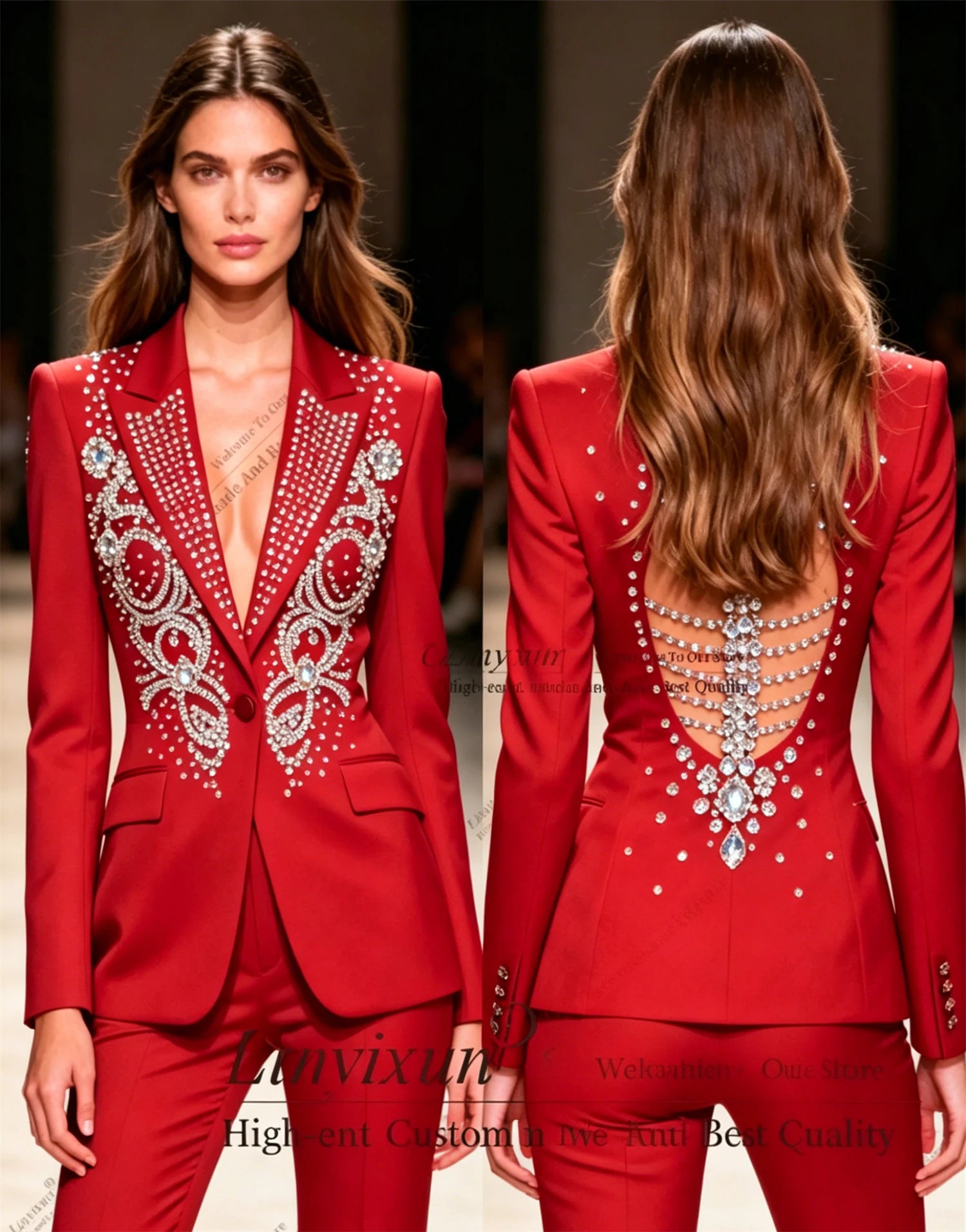 Ensemble pantalon élégant pour femme avec strass – Plusieurs couleurs