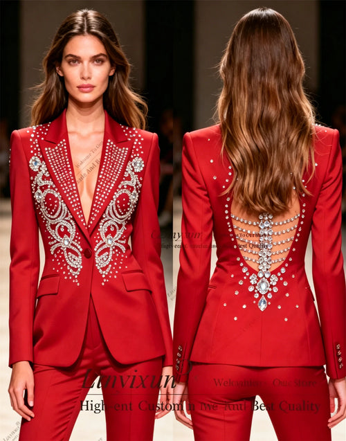 Ensemble pantalon élégant pour femme avec strass – Plusieurs couleurs
