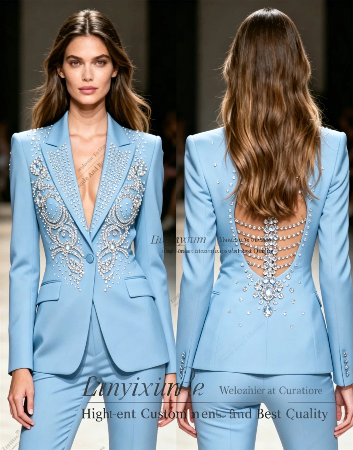 Ensemble pantalon élégant pour femme avec strass – Plusieurs couleurs
