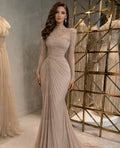 Robe de cérémonie raffinée avec dentelle et manches longues