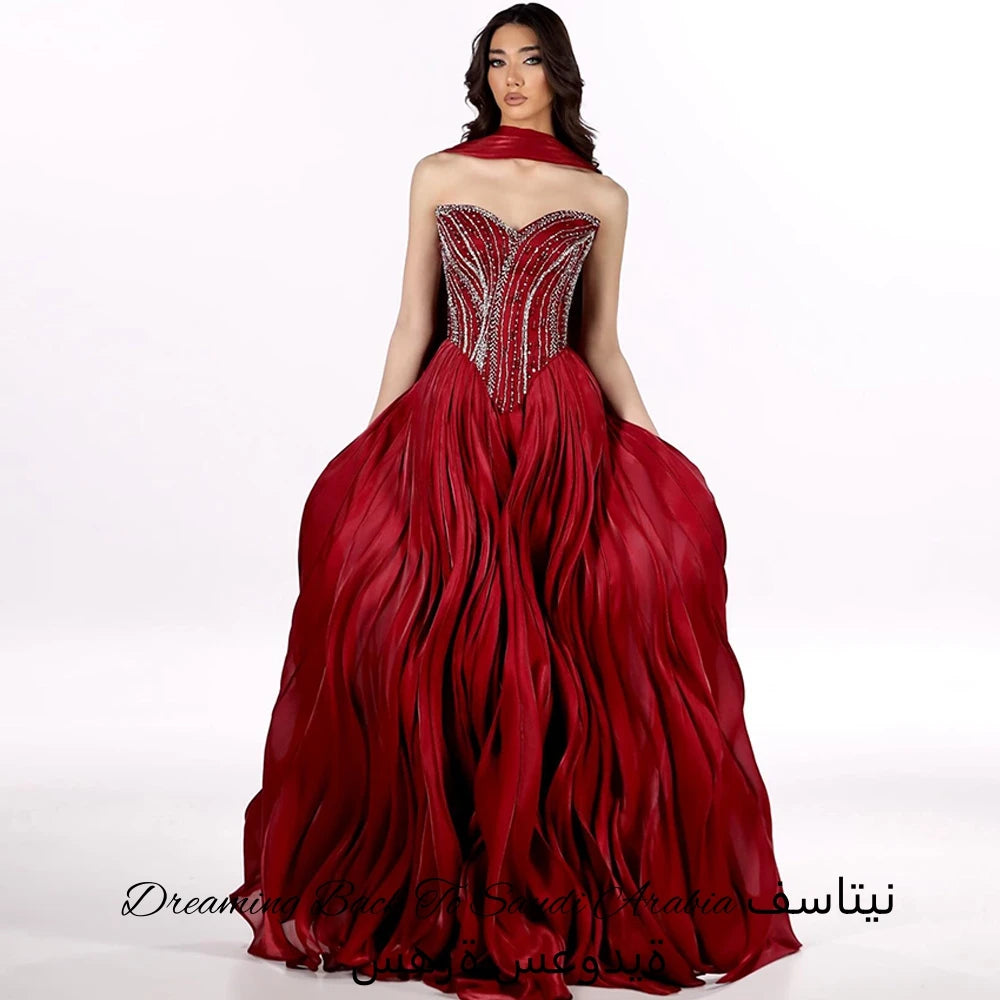 &nbsp;Robe de Soirée Rouge de Luxe – Élégance et Glamour