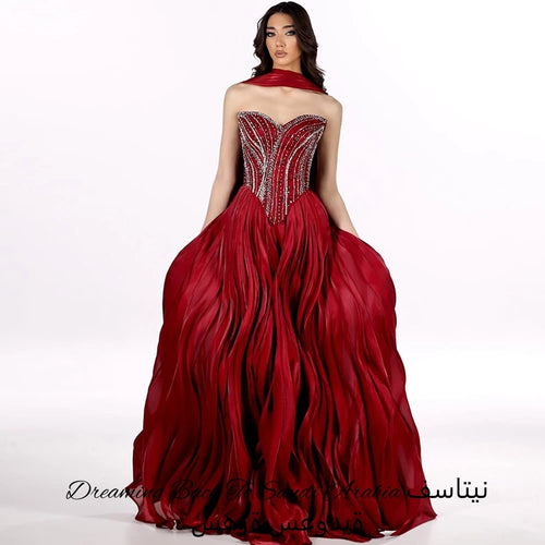 &nbsp;Robe de Soirée Rouge de Luxe – Élégance et Glamour