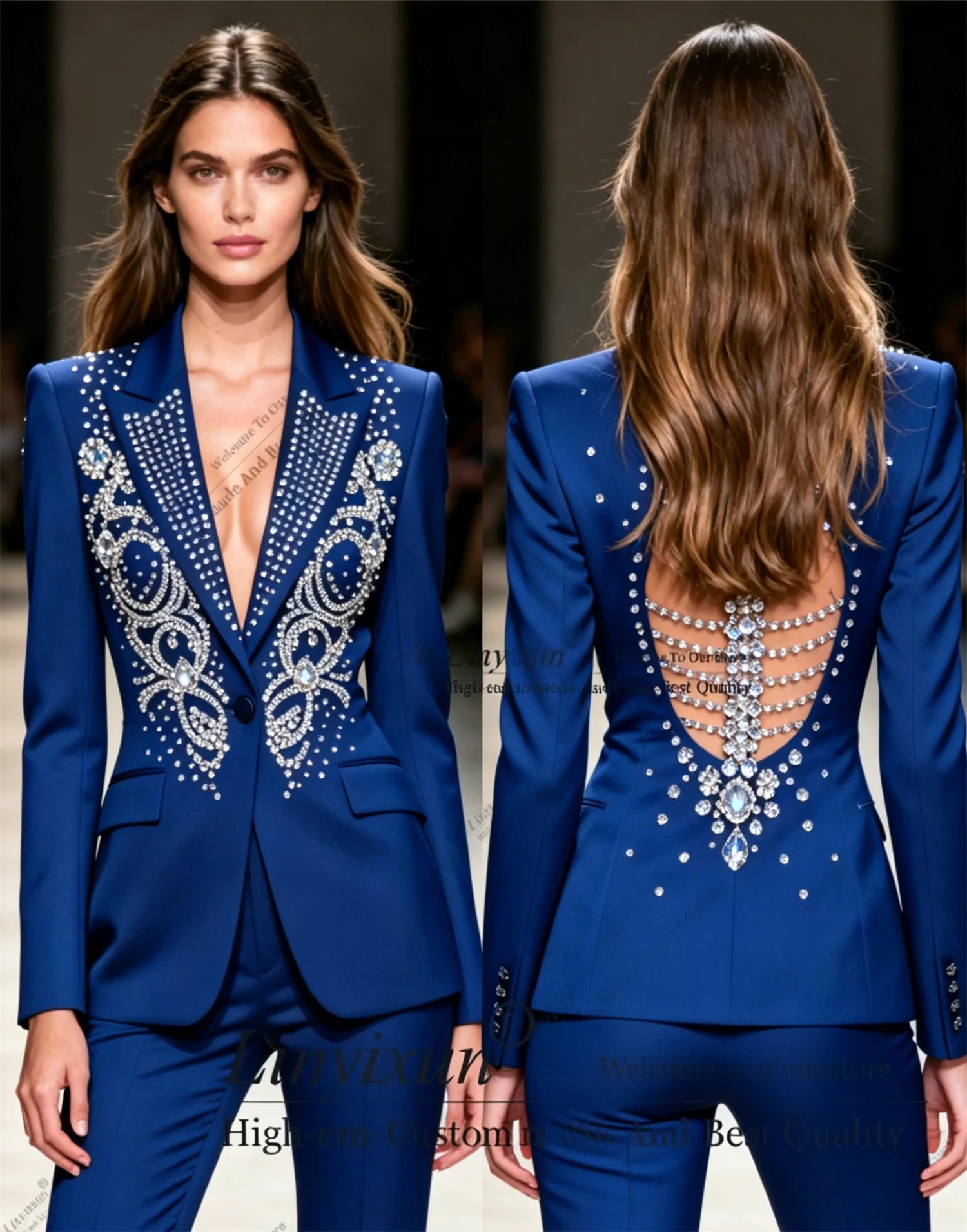 Ensemble pantalon élégant pour femme avec strass – Plusieurs couleurs