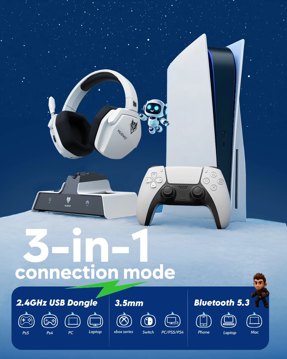 casque Gaming Premium RGB Sans Fil