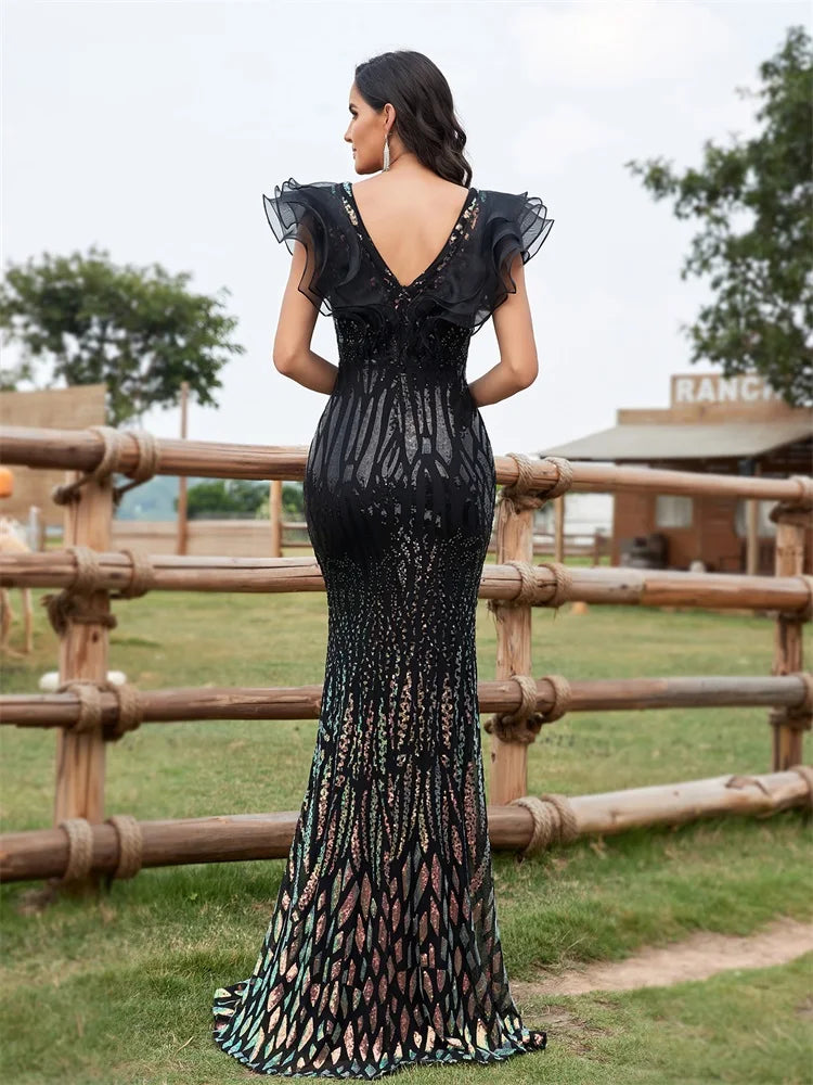 Robe Longue Sirène de Luxe à Paillettes pour Femme – Élégance et Glamour