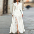 Robe longue noire chic en dentelle pour femme